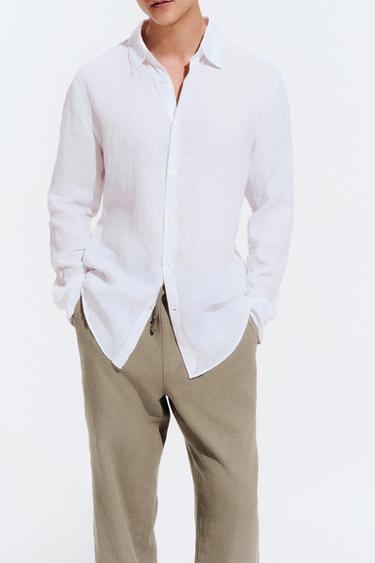 100% LINEN REGULAR FIT SHIRT - White by Zara