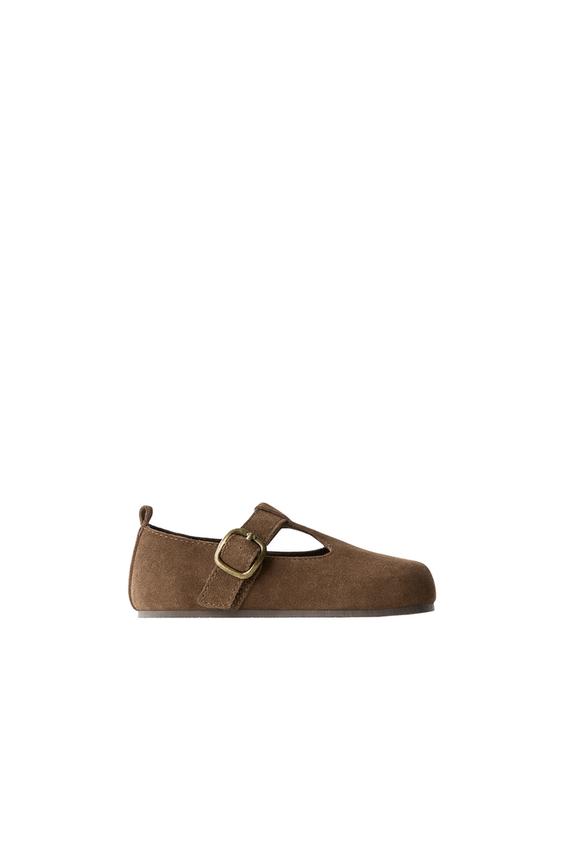 LEATHER T-STRAP CLOGS - Brown by Zara - Image 0