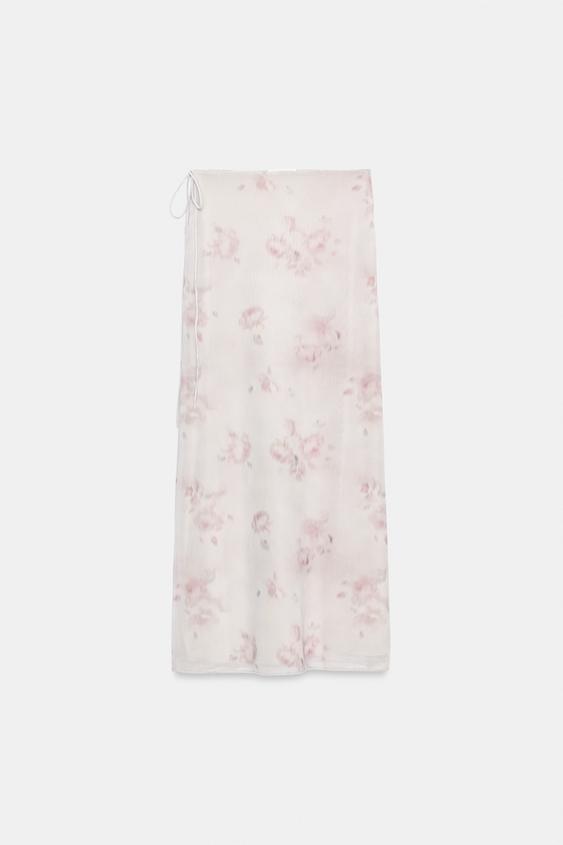FLORAL TULLE MIDI SKIRT - Greys by Zara - Image 0