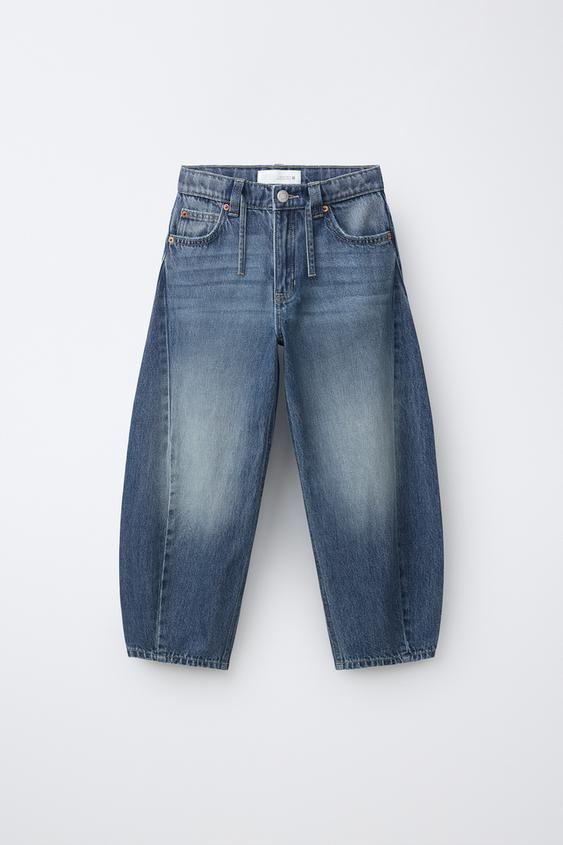 BELTED DRAWSTRING BARREL JEANS - Mid-blue by Zara - Image 0