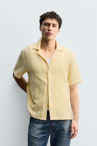 REGULAR FIT STRIPED JACQUARD SHIRT - Yellow by Zara