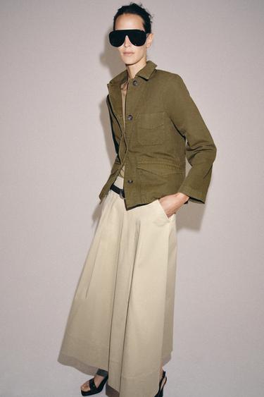 ZW COLLECTION CAPE MIDI SKIRT - Beige by Zara