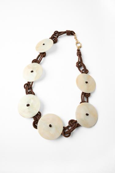 RESIN DISC CORD BELT - Brown by Zara