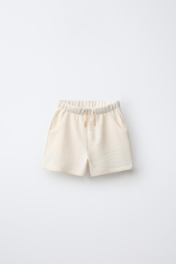 COMFORT TEXTURED BERMUDA SHORTS - Ecru by Zara - Image 0