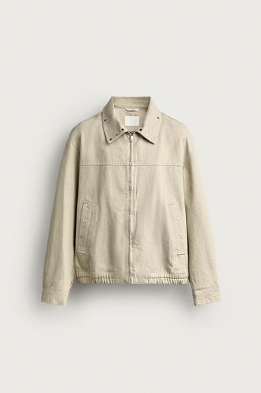 STUDDED RELAXED FIT JACKET - Vanilla by Zara