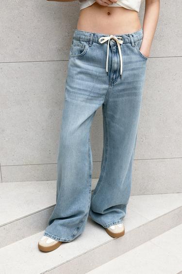 ZW COLLECTION RELAXED FIT MID-RISE JEANS - Light blue by Zara