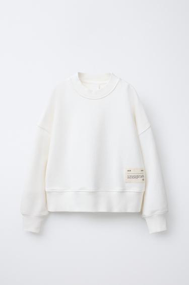 SWEATSHIRT WITH LABEL - Ecru by Zara - Image 0
