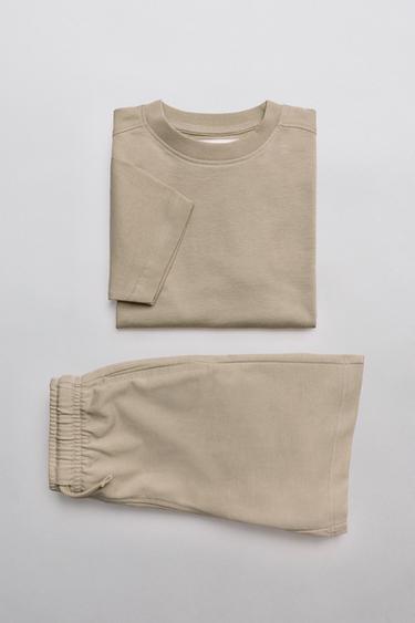 BASIC PLUSH T-SHIRT AND BERMUDA SHORTS SET - Sand by Zara