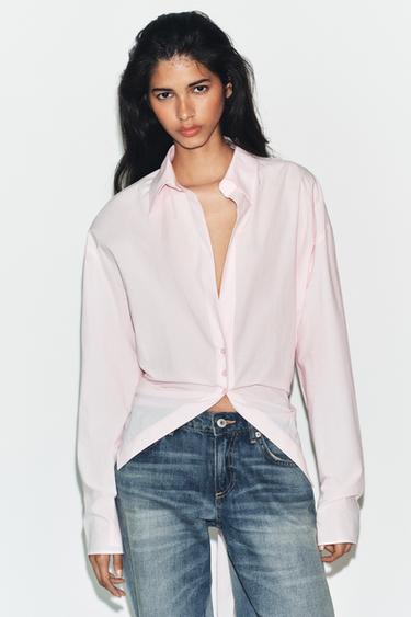 OVERSIZE SHIRT WITH BOW - Faded pink by Zara