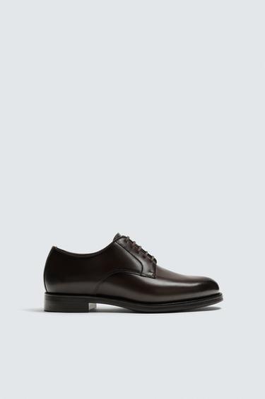 LEATHER DRESS SHOES - Dark brown by Zara