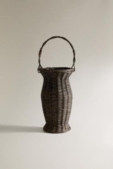 RATTAN VASE BASKET WITH HANDLE - Black by Zara - Image 0