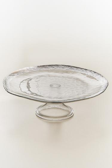RAISED GLASS SERVING DISH WITH SILVER RIM - Silver by Zara