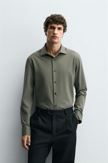 REGULAR FIT SHIRT - Light khaki by Zara