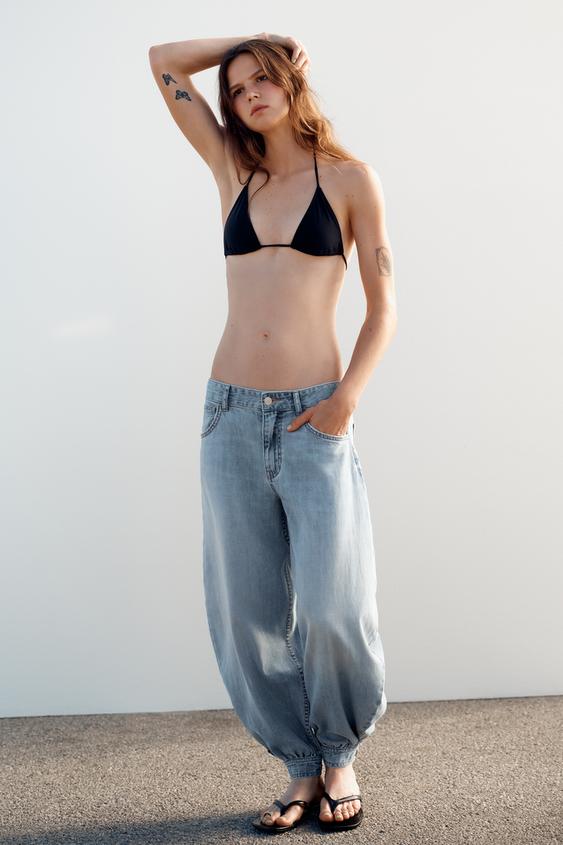 TRF MID-RISE BALLOON JEANS - Light blue by Zara - Image 0