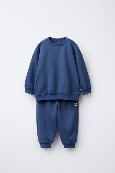 LABEL JOGGER SWEATSHIRT AND TROUSERS SET - Bluish by Zara