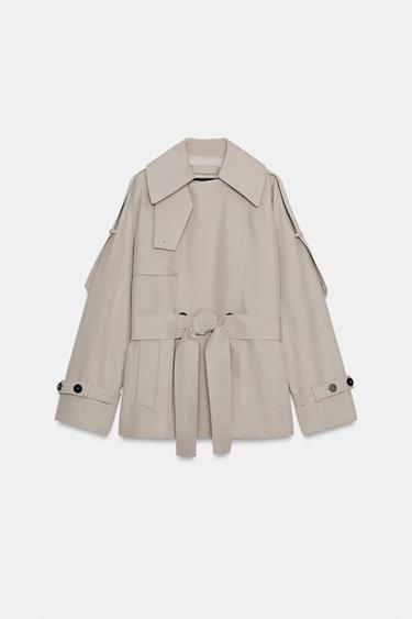 OVERSIZE WATER-REPELLENT TRENCH COAT ZW COLLECTION - Light grey by Zara