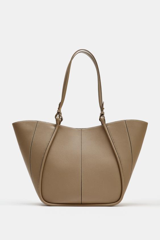 SHOULDER STRAP DETAIL TOTE BAG - Taupe Grey by Zara - Image 0