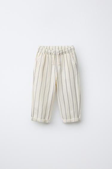 LOOSE-FITTING LINEN BLEND TROUSERS - Stripes by Zara