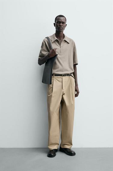 TECHNICAL ZIP-UP POLO SHIRT - Beige marl by Zara