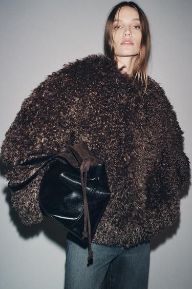 FAUX FUR COAT ZW COLLECTION - Brown / Taupe by Zara