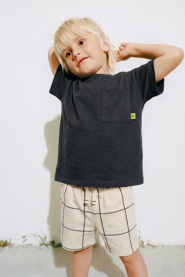 CHECK JOGGING T-SHIRT AND BERMUDA SHORTS SET - Dark anthracite by Zara