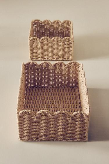 SMALL SCALLOPED BASKET - Light beige by Zara