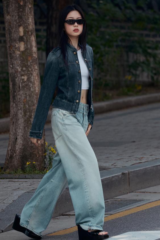 TRF DOUBLE WAISTBAND MID-WAIST JEANS - Light blue by Zara - Image 0