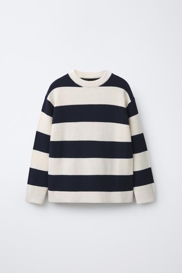 BASIC KNIT SWEATER - Ecru / Navy by Zara