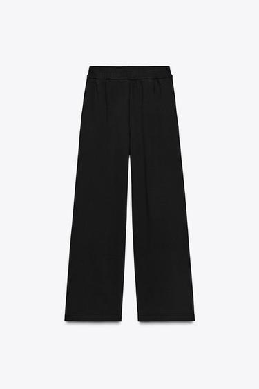 WIDE-LEG PLUSH TROUSERS - Black by Zara