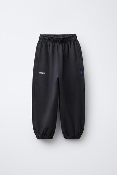 PLUSH balloon TROUSERS WITH SLOGAN - Anthracite grey by Zara