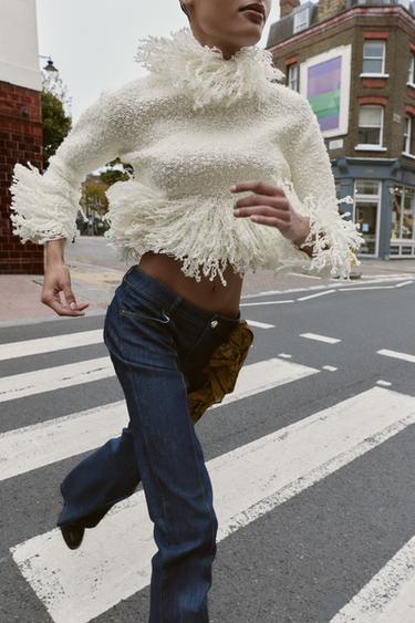 FRINGED KNIT JUMPER - Ecru by Zara