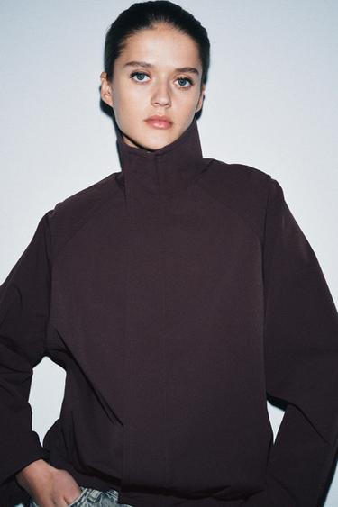 OVERSIZE ZIP-UP BOMBER JACKET - Chocolate by Zara