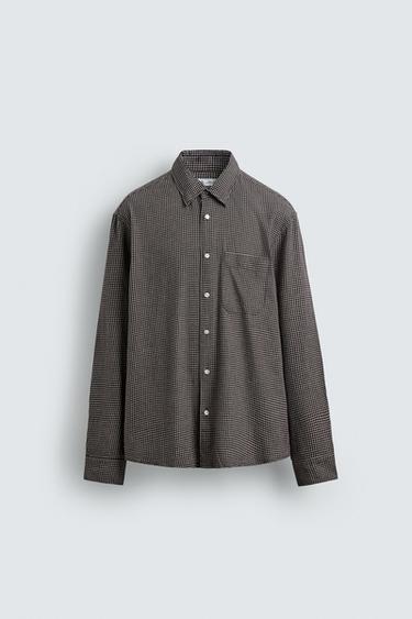 CHECK FLANNEL SHIRT - Brown / Ecru by Zara