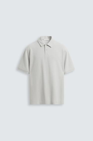 BASIC TEXTURED POLO SHIRT - Blue grey by Zara