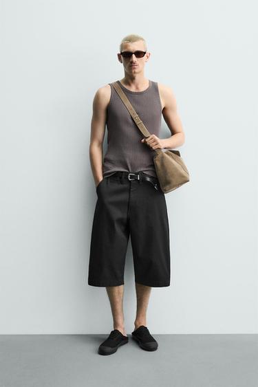 BAGGY FIT JORTS - Black by Zara