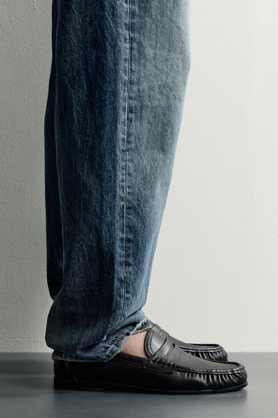 LEATHER PENNY LOAFERS - Black by Zara - Image 0