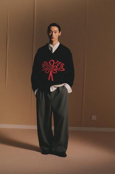 JACQUARD SWEATER X AO YES - Black by Zara - Image 0