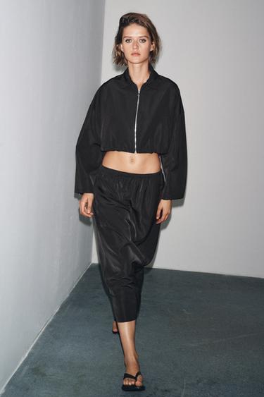 ZW COLLECTION TECHNICAL EFFECT MIDI SKIRT - Black by Zara