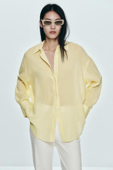 OVERSIZE STRIPED GAUZE SHIRT - Printed by Zara