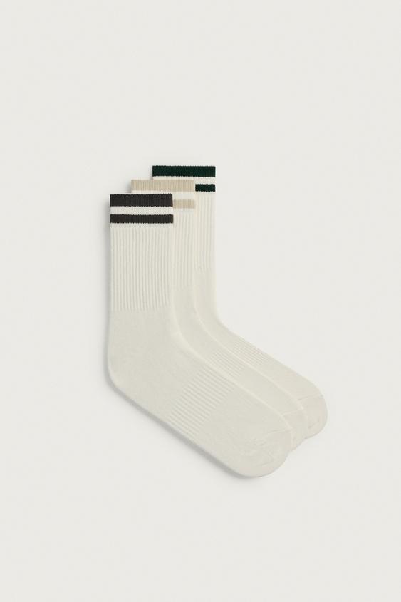 3-PACK RIBBED STRIPE SOCKS - Oyster-white by Zara - Image 0