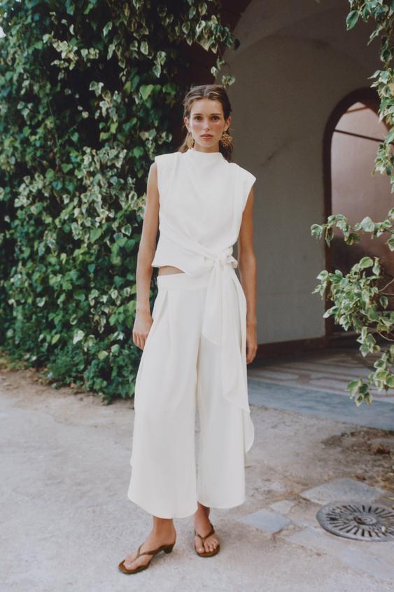 FLOWING TROUSERS WITH SLITS - Ecru by Zara - Image 0