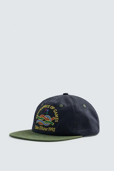 EMBROIDERED FLAT PEAK CAP - Navy blue by Zara