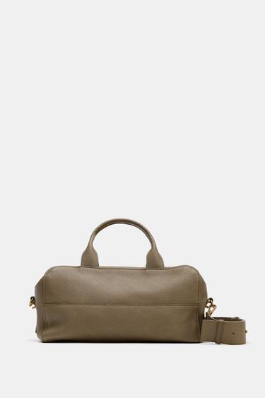 EXTENDED LEATHER BOWLING BAG - SAND/BROWN by Zara