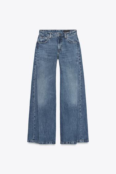 ZW COLLECTION FLARE LOW WAIST PLEAT JEANS - Blue by Zara