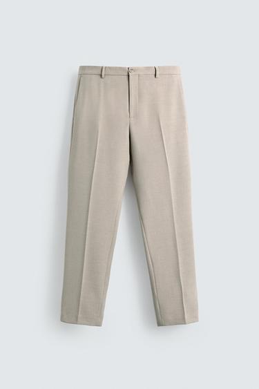SLIM FIT SUIT TROUSERS - Sand / Marl by Zara