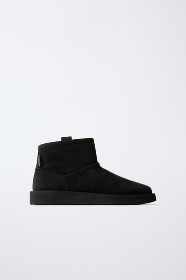 SHEEPSKIN ANKLE BOOTS - Black by Zara
