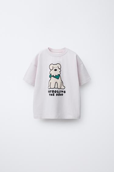 DOG PRINT T-SHIRT - Light mauve by Zara