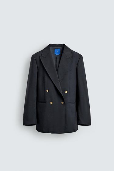 AARON LEVINE X ZARA 100% WOOL DOUBLE-BREASTED BLAZER - Navy blue by Zara