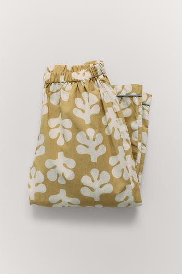 3-6 YEARS/ SHAPES PRINT SHIRT AND TROUSER PYJAMAS - Green by Zara