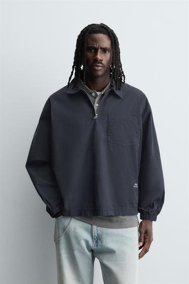 DENIM ZIP-UP POLO SHIRT - Blue by Zara